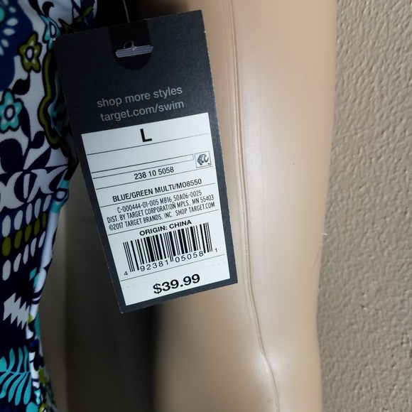 NWT Floral Cross back one peice swimsuit-L - Picture 4 of 4